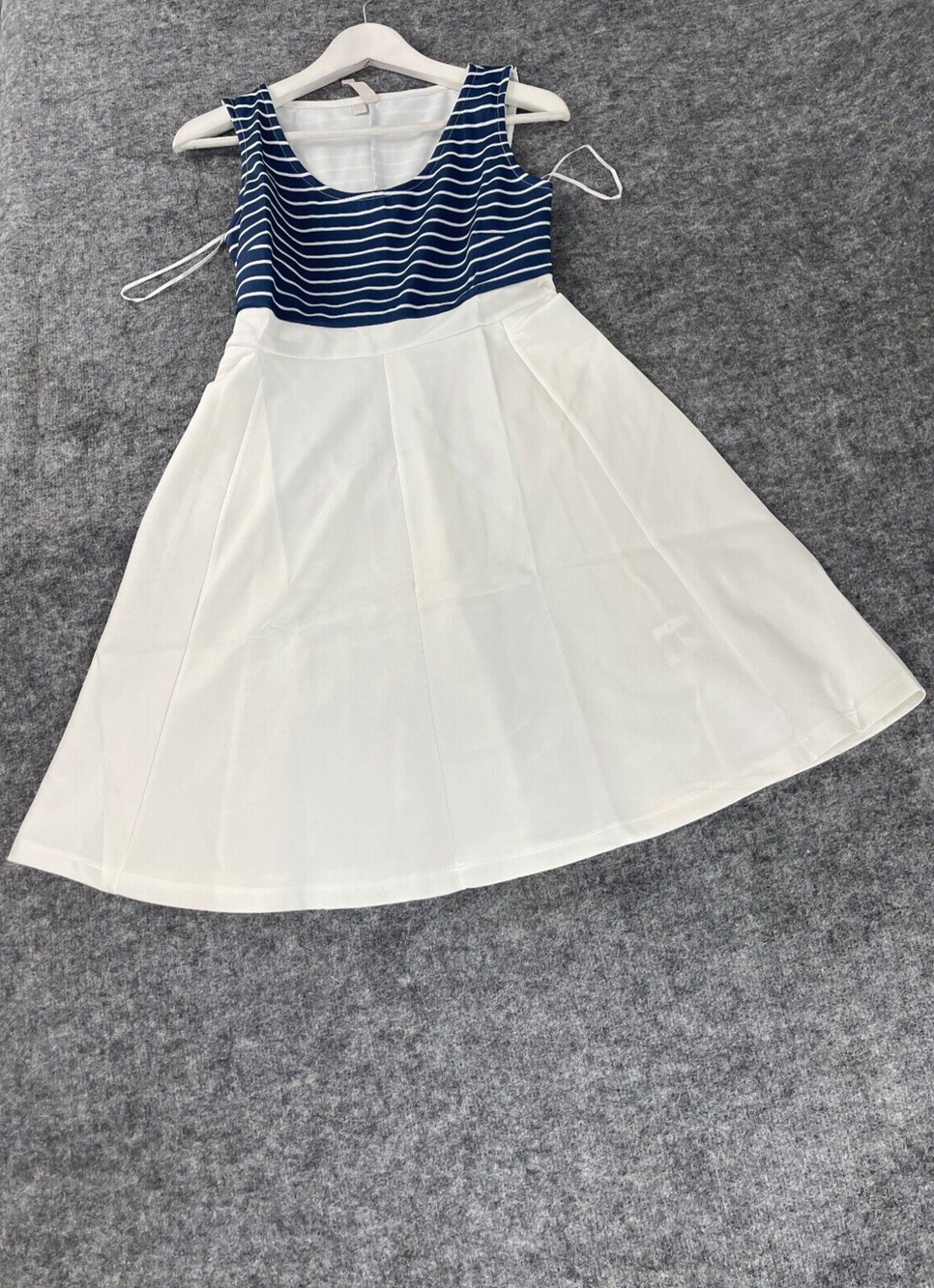 Body Flirt Swing Dress Womens XS Striped Sleeveless A Line White Blue N334